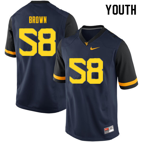 NCAA Youth Joe Brown West Virginia Mountaineers Navy #58 Nike Stitched Football College Authentic Jersey NR23S07VB